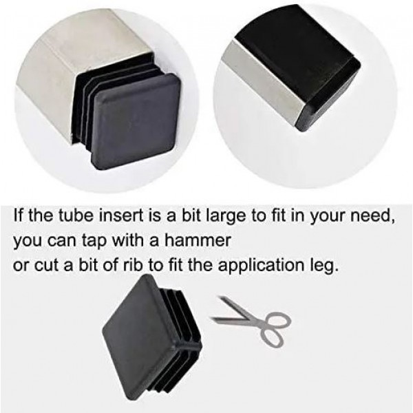 4PCS Square Plastic Plug Insert Pipe Tube Cap Tubing End Cap Fence Tube Cover Table Chair Glide Insert Finishing Plugs