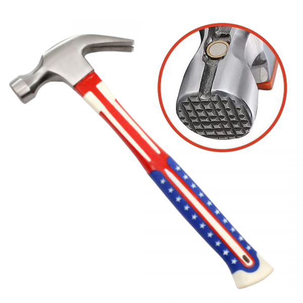 High Carbon Steel Rigid Head Hammer Curved Claw With Fiberglass Handle