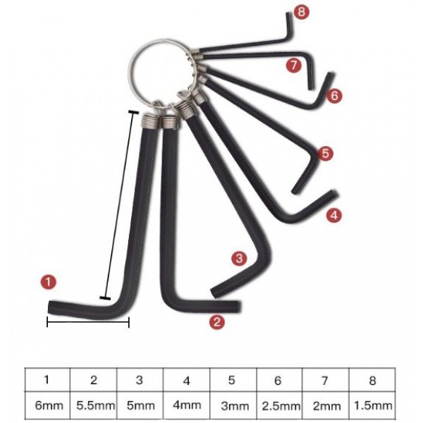 8 in 1 Hexagon Key Wrench Set Allen Key